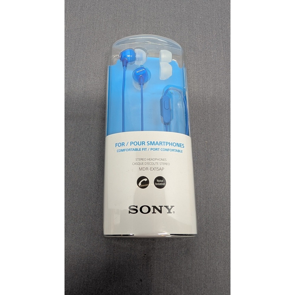 Sony MDR-EX15AP Stereo Headphones Blue In-Ear Wired Smartphone Headset